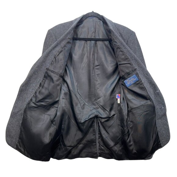 Vintage Circle S Mens Herringbone Blazer Jacket 40L Gray Wool Blend Cowboy Weste - Picture 4 of 16